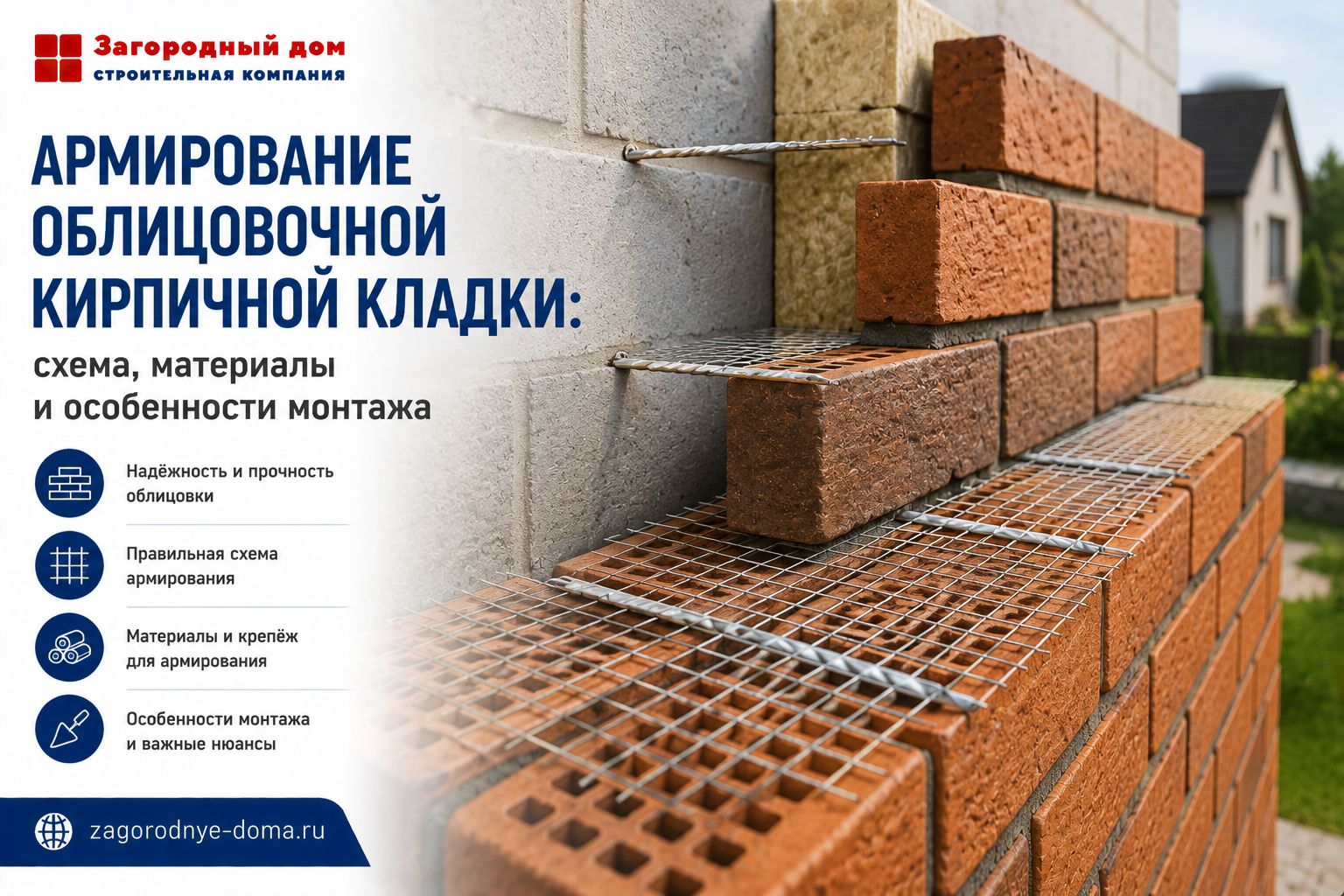 Армирование облицовочной кирпичной кладки: схема, материалы и особенности монтажа