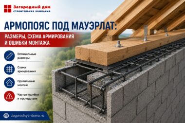 Армопояс под мауэрлат: размеры, схема армирования и ошибки монтажа