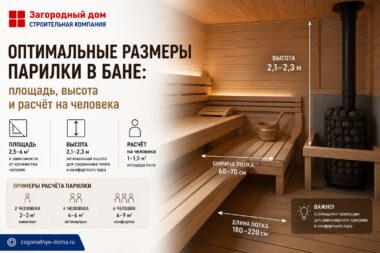 Оптимальные размеры парилки в бане: площадь, высота и расчёт на человека