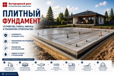 Плитный фундамент: устройство, плюсы, минусы и технология строительства