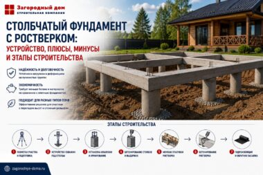 Столбчатый фундамент с ростверком: устройство, плюсы, минусы и этапы строительства