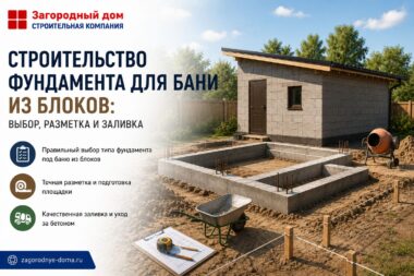 Строительство фундамента для бани из блоков: выбор, разметка и заливка
