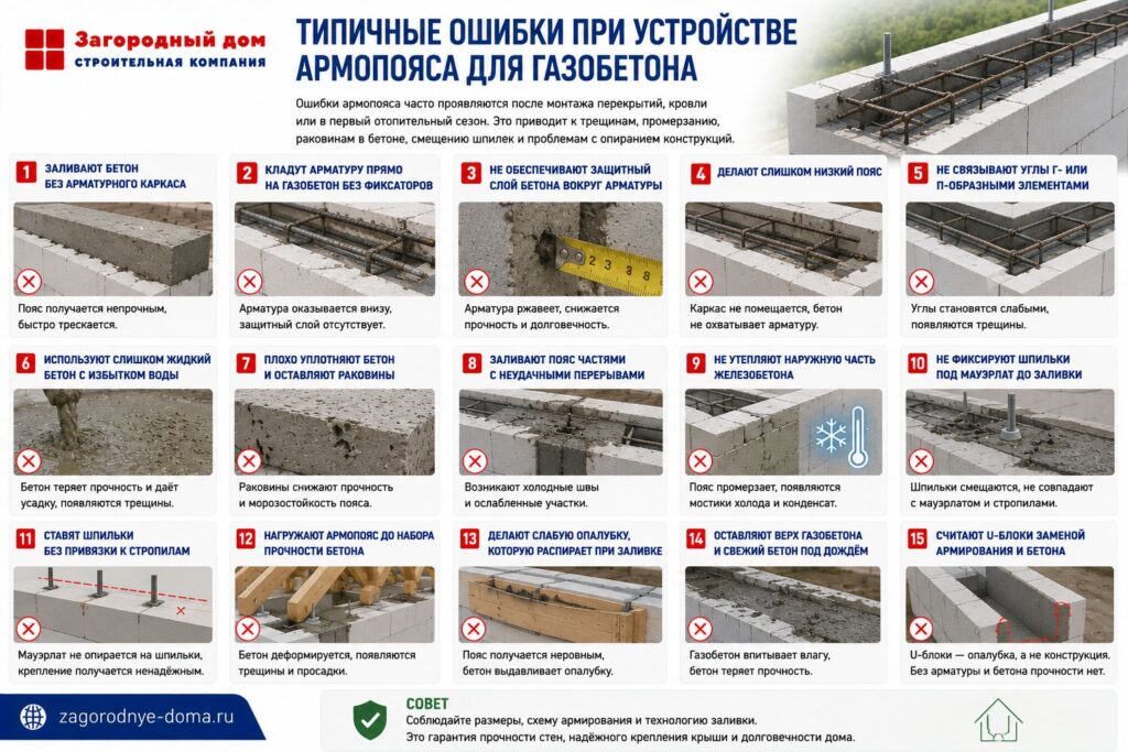 Армопояс для газобетона: зачем нужен, размеры и технология монтажа