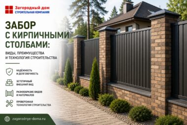 Забор с кирпичными столбами: виды, преимущества и технология строительства