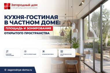Кухня-гостиная в частном доме: как рассчитать площадь и зонировать пространство