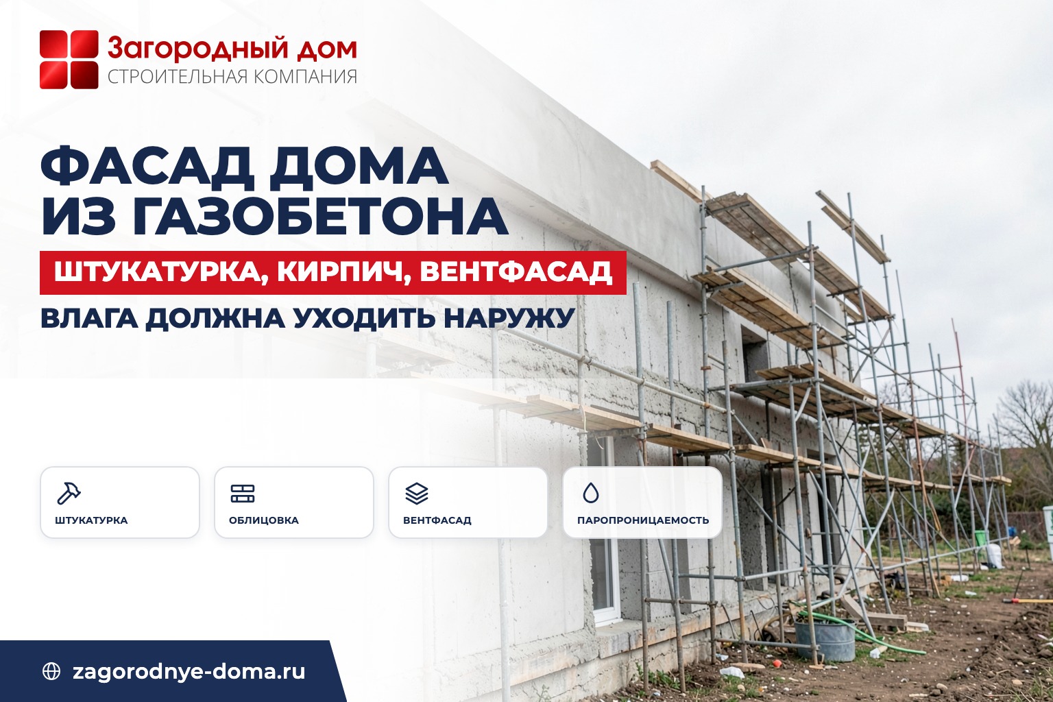 Отделка фасада дома из газобетона: штукатурка, облицовка или вентфасад