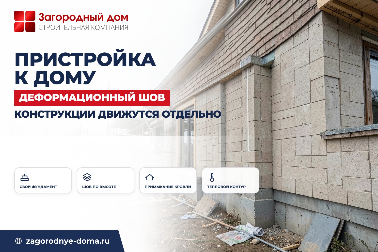 Пристройка к дому: фундамент и узел примыкания к старым стенам